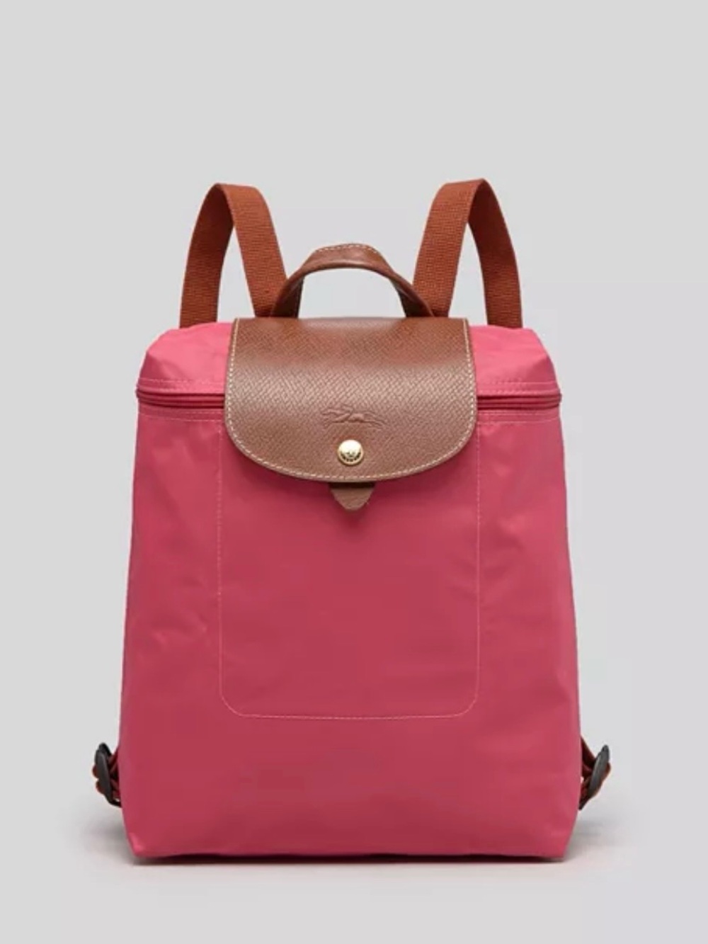 LONGCHAMP Le Pliage Small Backpack, pink gold hardware, embroidered initials